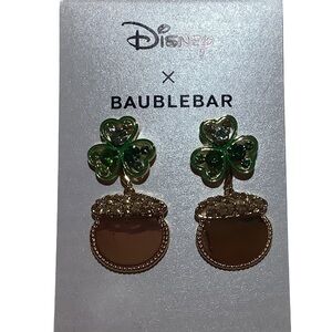 BaubleBar x Disney 4 Leaf Clover & Pot Of Gold Earrings New